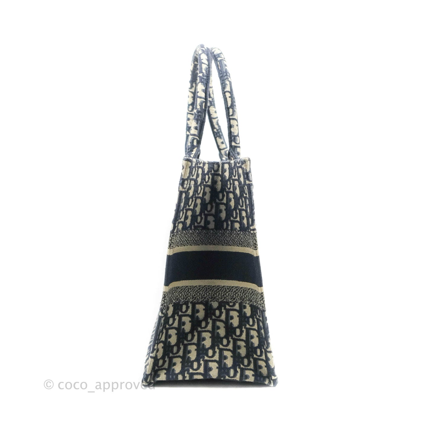 Christian Dior Medium Blue (Old Small) Dior Oblique Embroidery Canvas Book Tote