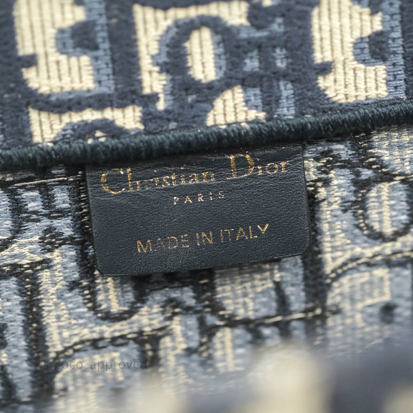 Christian Dior Medium Blue (Old Small) Dior Oblique Embroidery Canvas Book Tote