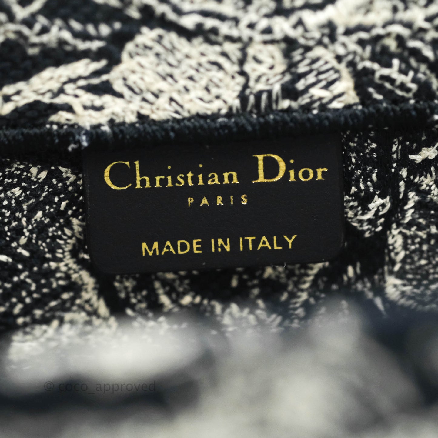 Christian Dior New Small Embroidered Toile De Jouy Navy Canvas Book Tote