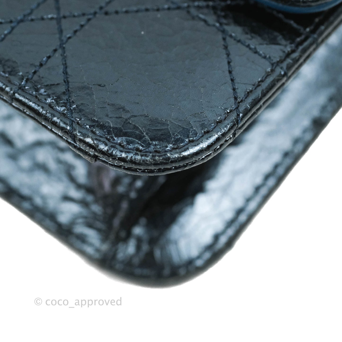 Christian Dior Miss Dior WOC Cannage Metallic Blue Silver Hardware