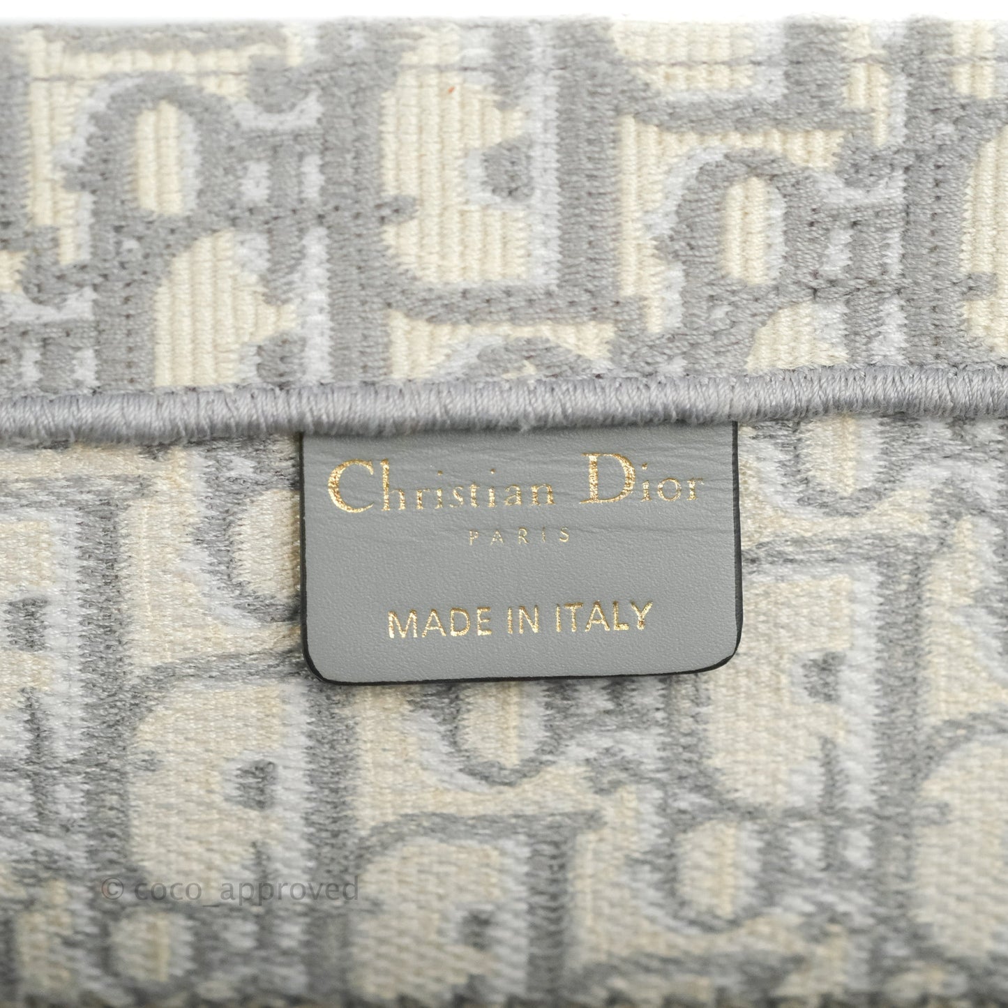 Christian Dior Medium (Old Small) Light Grey Oblique Embroidery Canvas Book Tote