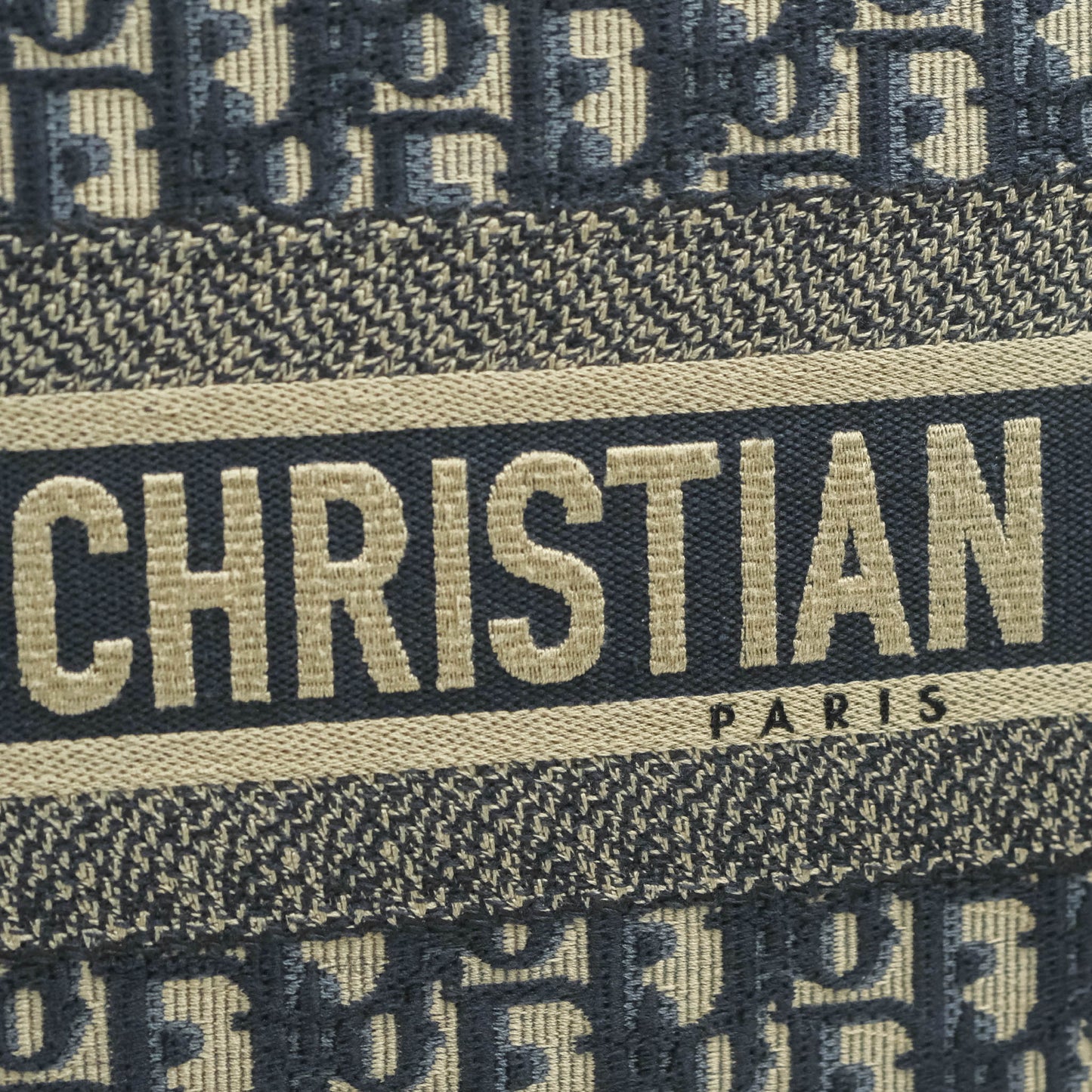 Christian Dior Medium Blue (Old Small) Dior Oblique Embroidery Canvas Book Tote