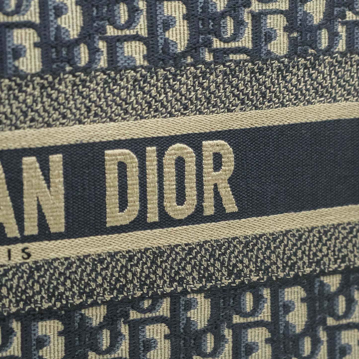 Christian Dior Medium Blue (Old Small) Dior Oblique Embroidery Canvas Book Tote