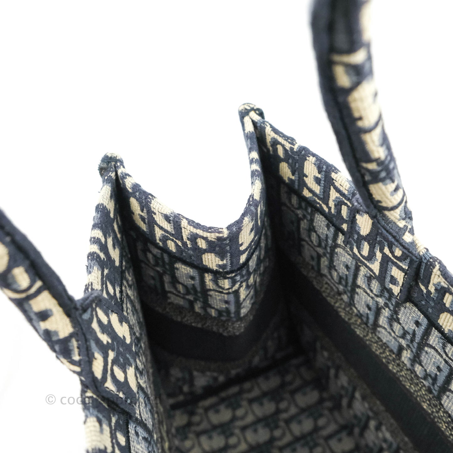 Christian Dior Medium Blue (Old Small) Dior Oblique Embroidery Canvas Book Tote