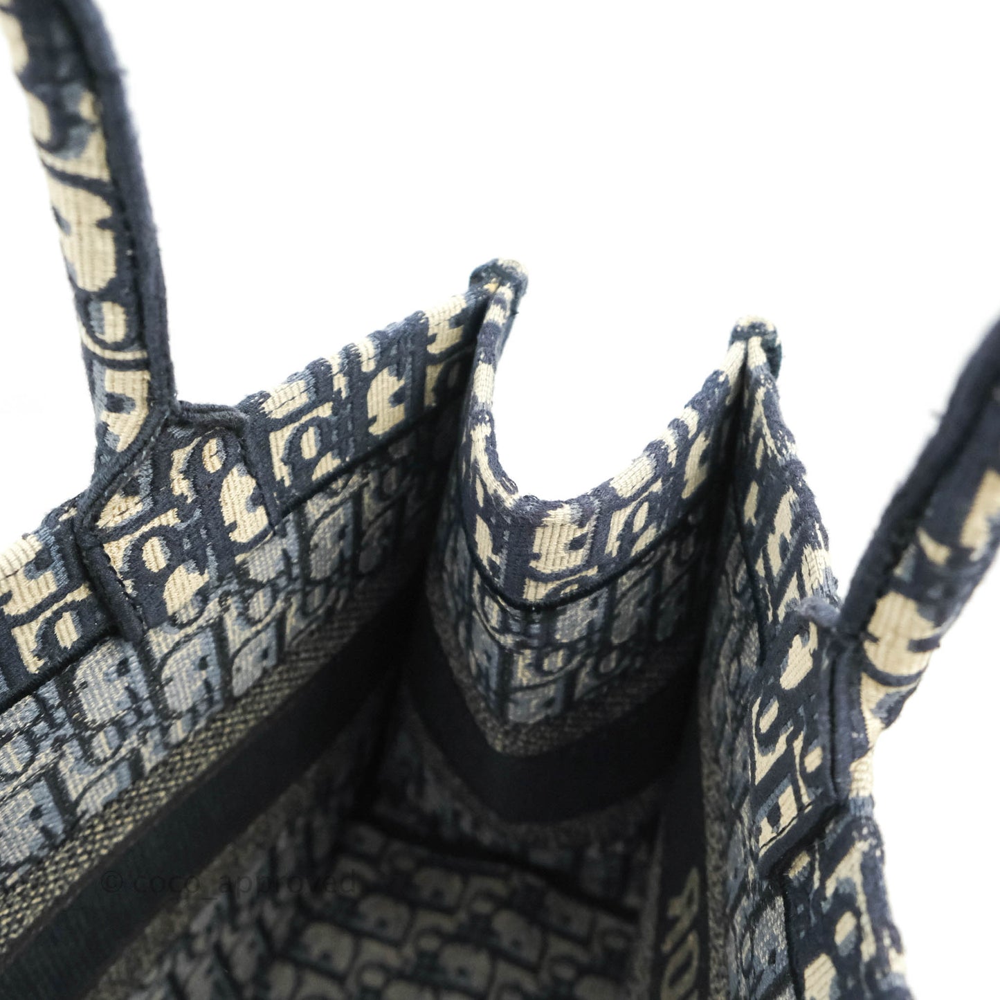 Christian Dior Medium Blue (Old Small) Dior Oblique Embroidery Canvas Book Tote