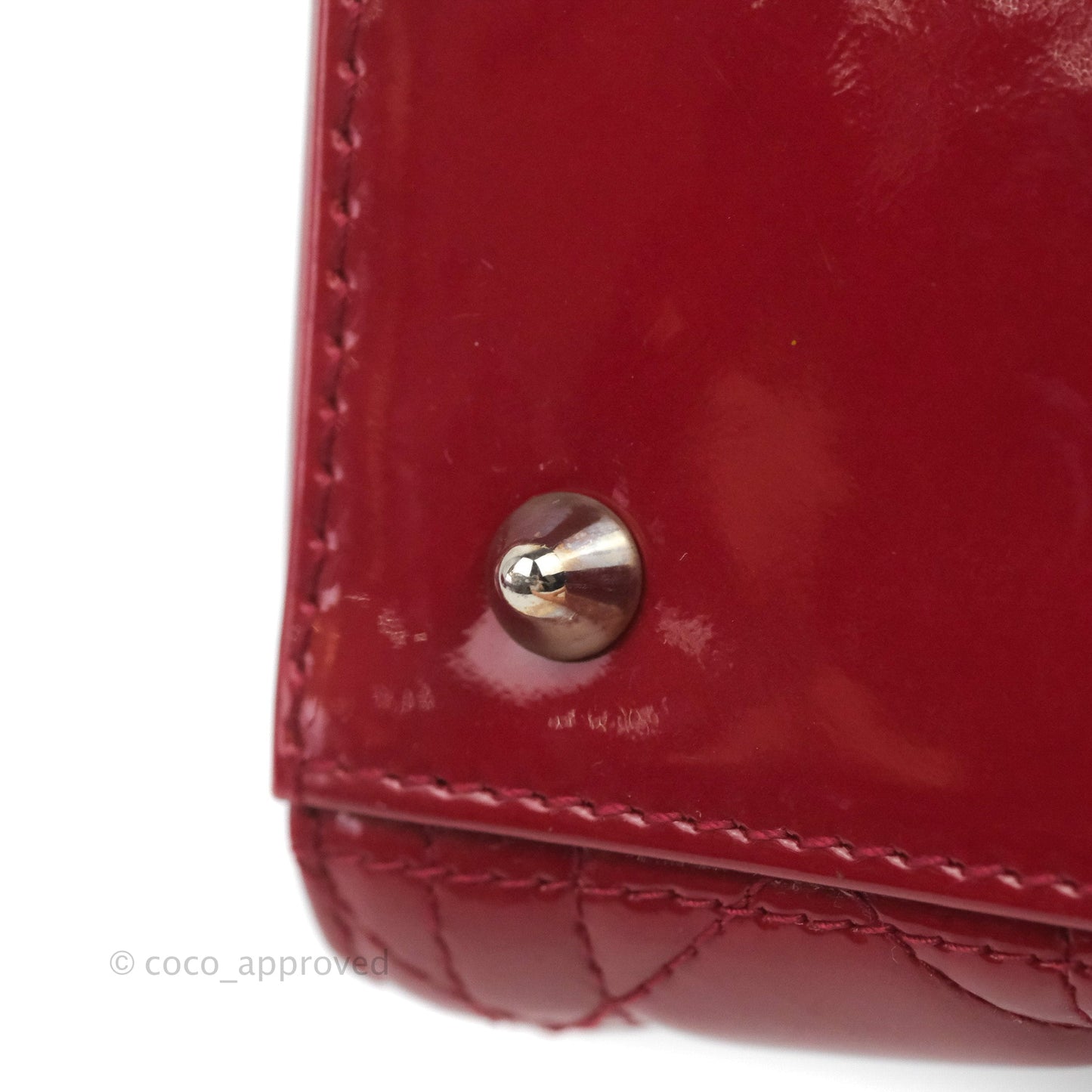 Christian Dior Medium Lady Dior Red Patent Silver Hardware