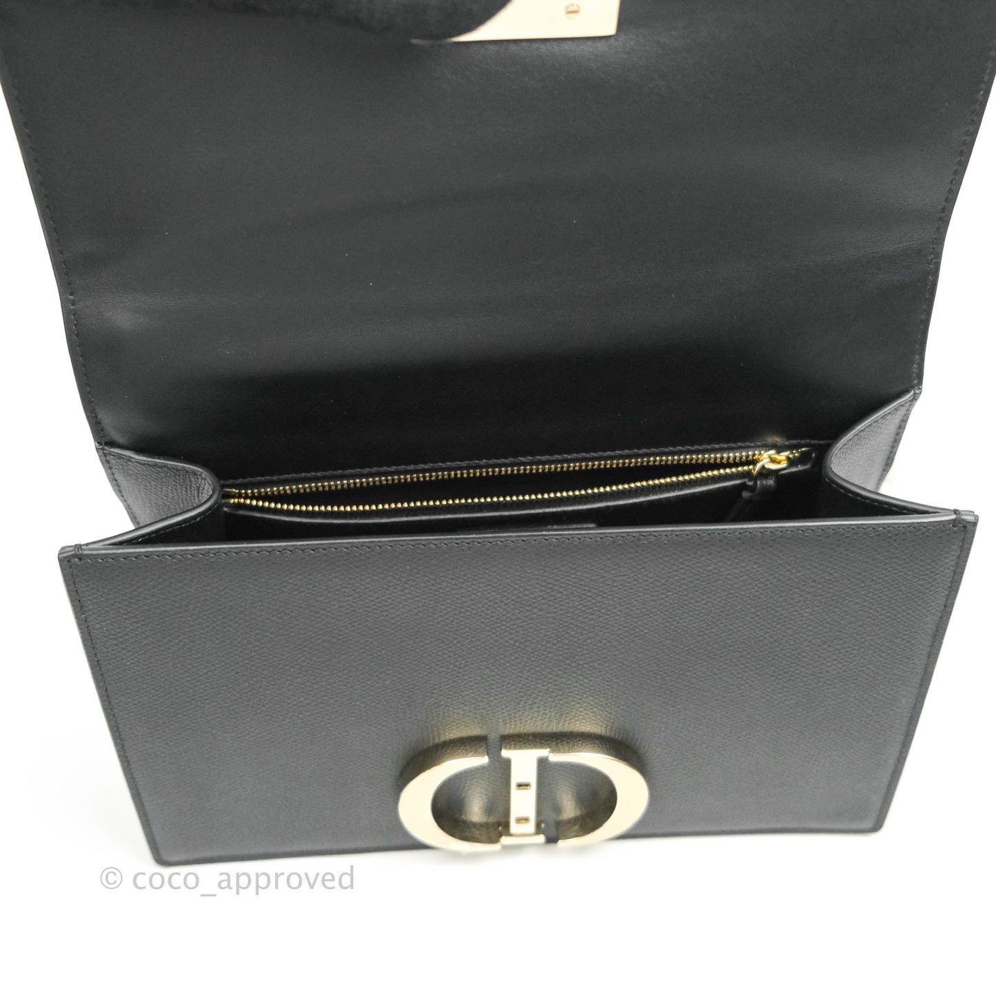 Christian Dior 30 Montaigne with Chain Black Grained Calfskin