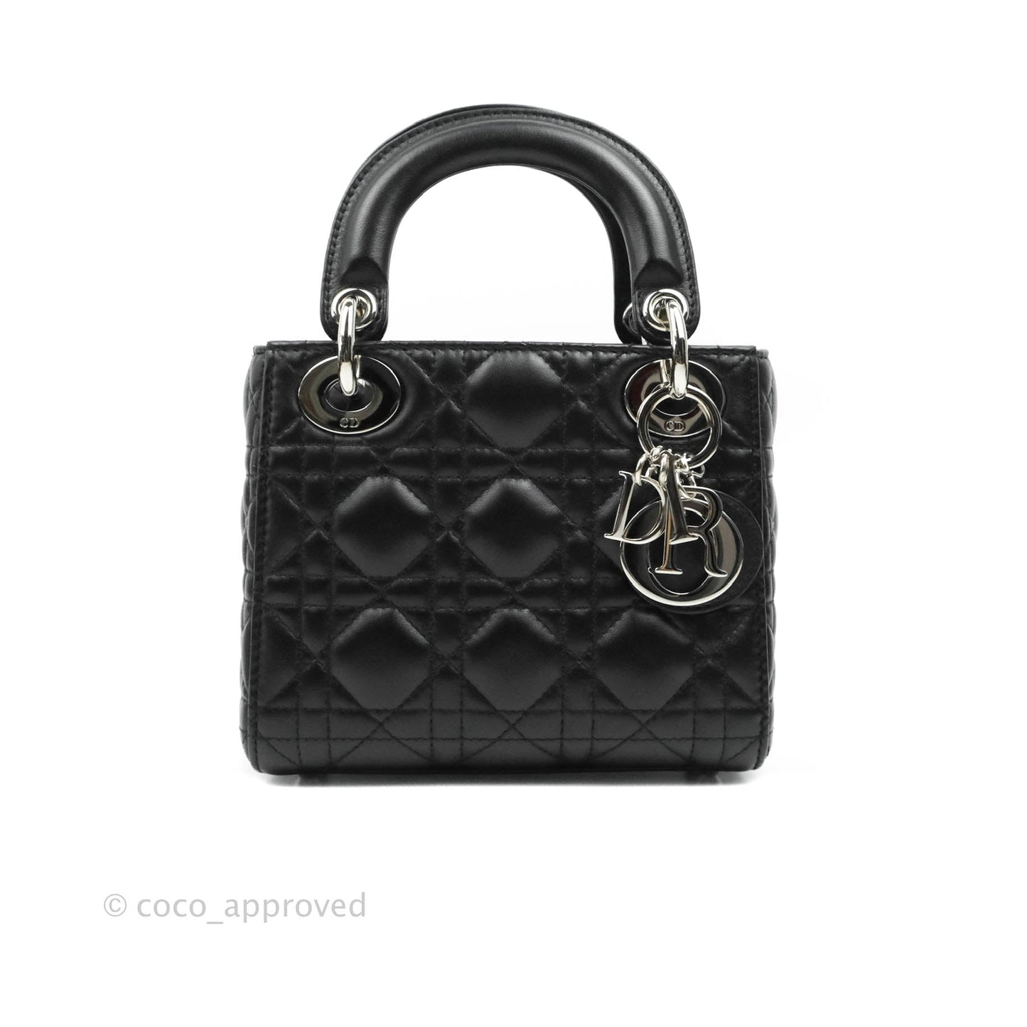 Christian Dior Cannage Mini Lady Dior Black Silver Hardware