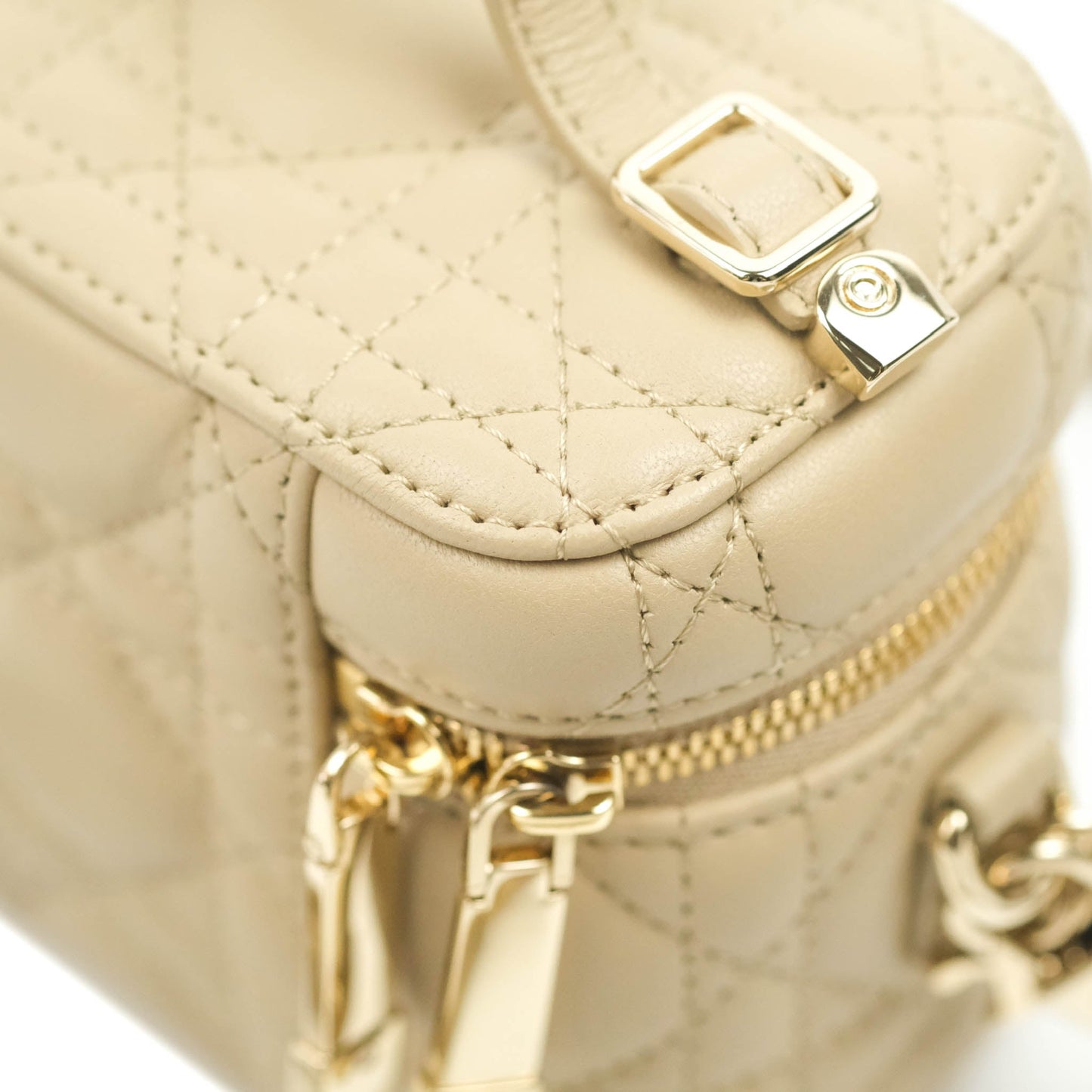 Christian Dior Micro Lady Dior Vanity Case Beige Cannage Lambskin