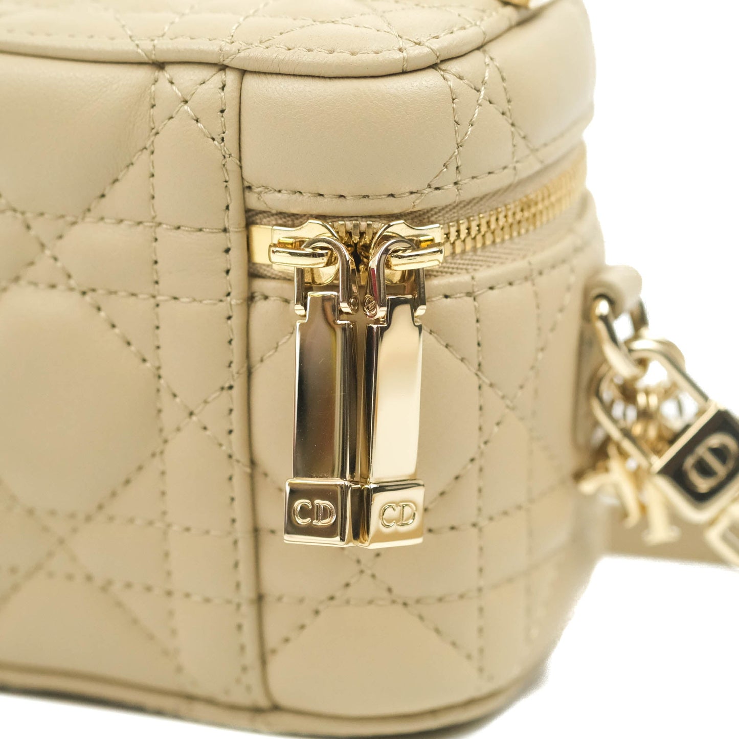 Christian Dior Micro Lady Dior Vanity Case Beige Cannage Lambskin