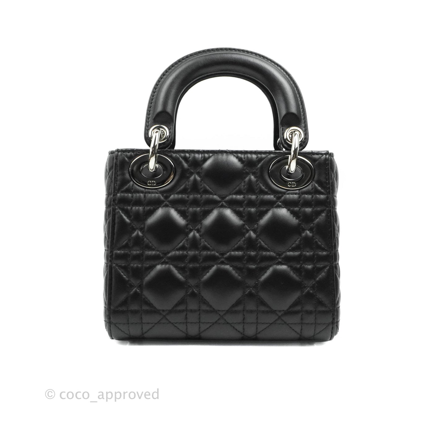 Christian Dior Cannage Mini Lady Dior Black Silver Hardware