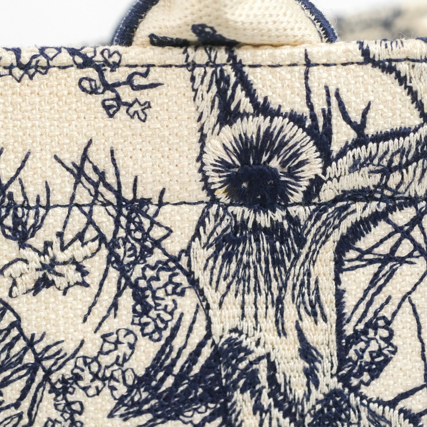 Christian Dior Medium (Old Small) Embroidered Toile De Jouy Canvas Book Tote Blue