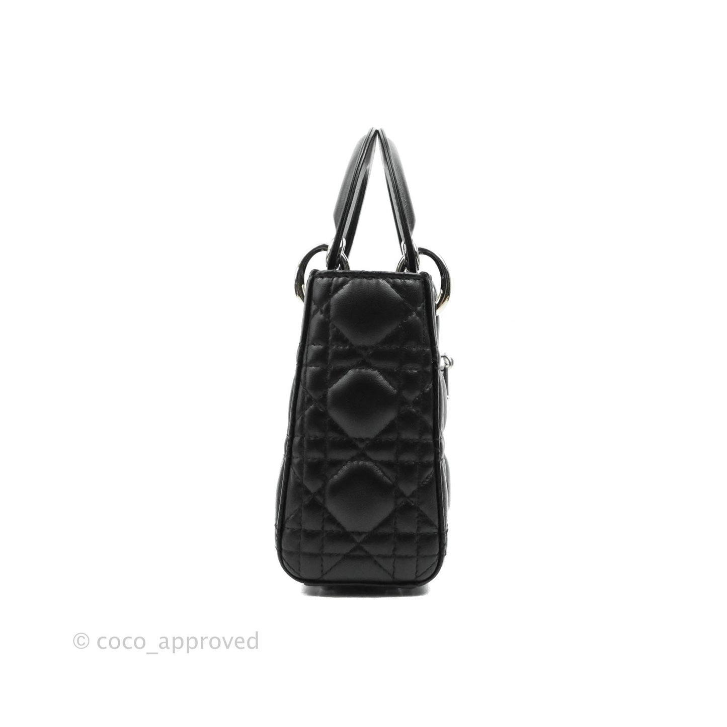 Christian Dior Cannage Mini Lady Dior Black Silver Hardware