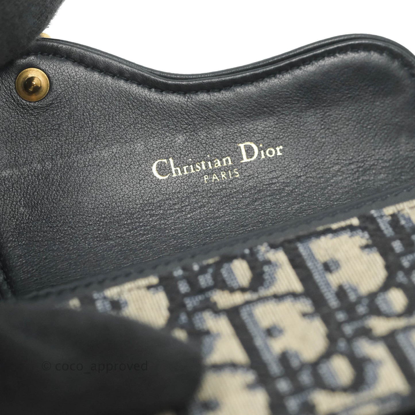 Christian Dior Saddle Flap Card Holder Blue Dior Oblique Jacquard