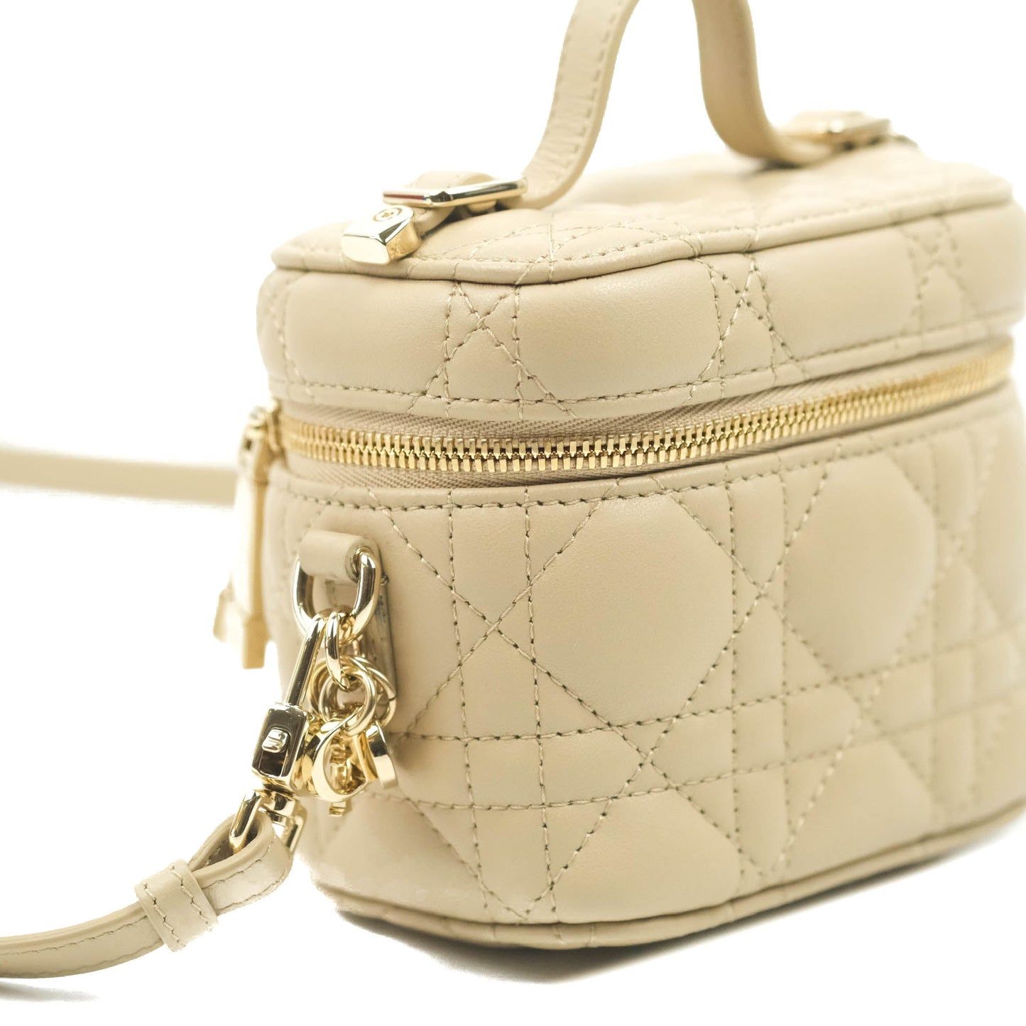 Christian Dior Micro Lady Dior Vanity Case Beige Cannage Lambskin