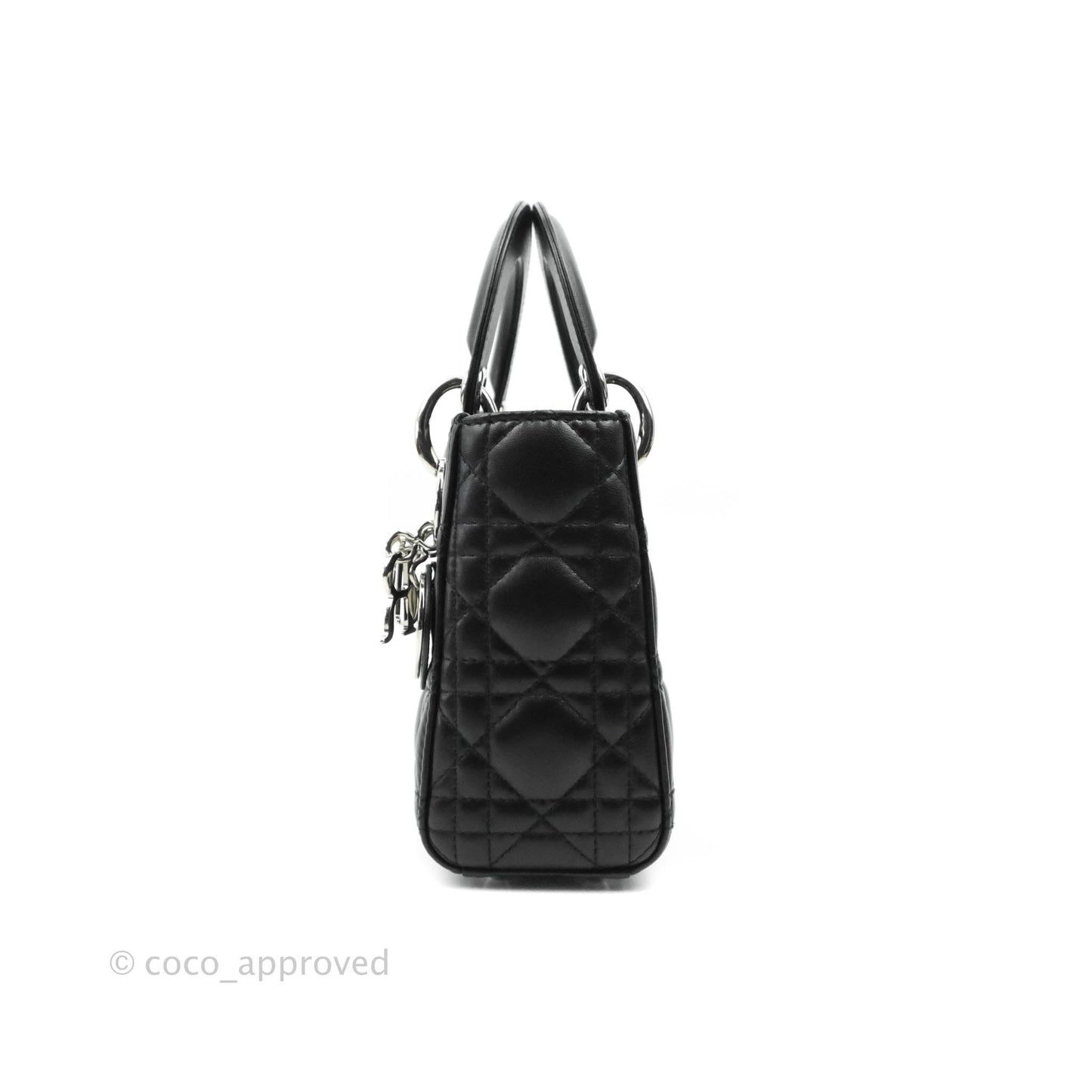 Christian Dior Cannage Mini Lady Dior Black Silver Hardware