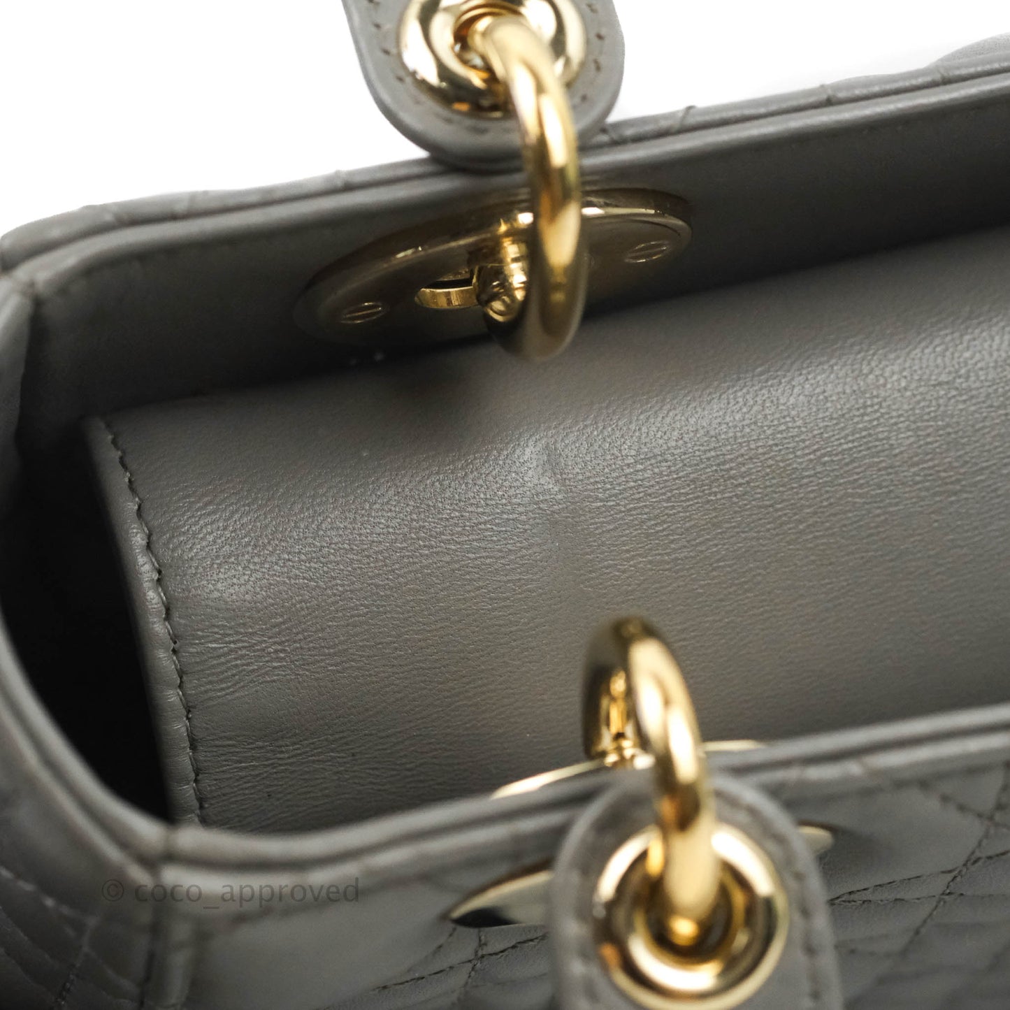 Christian Dior Lambskin My ABCDior Lady Dior Grey Gold Hardware