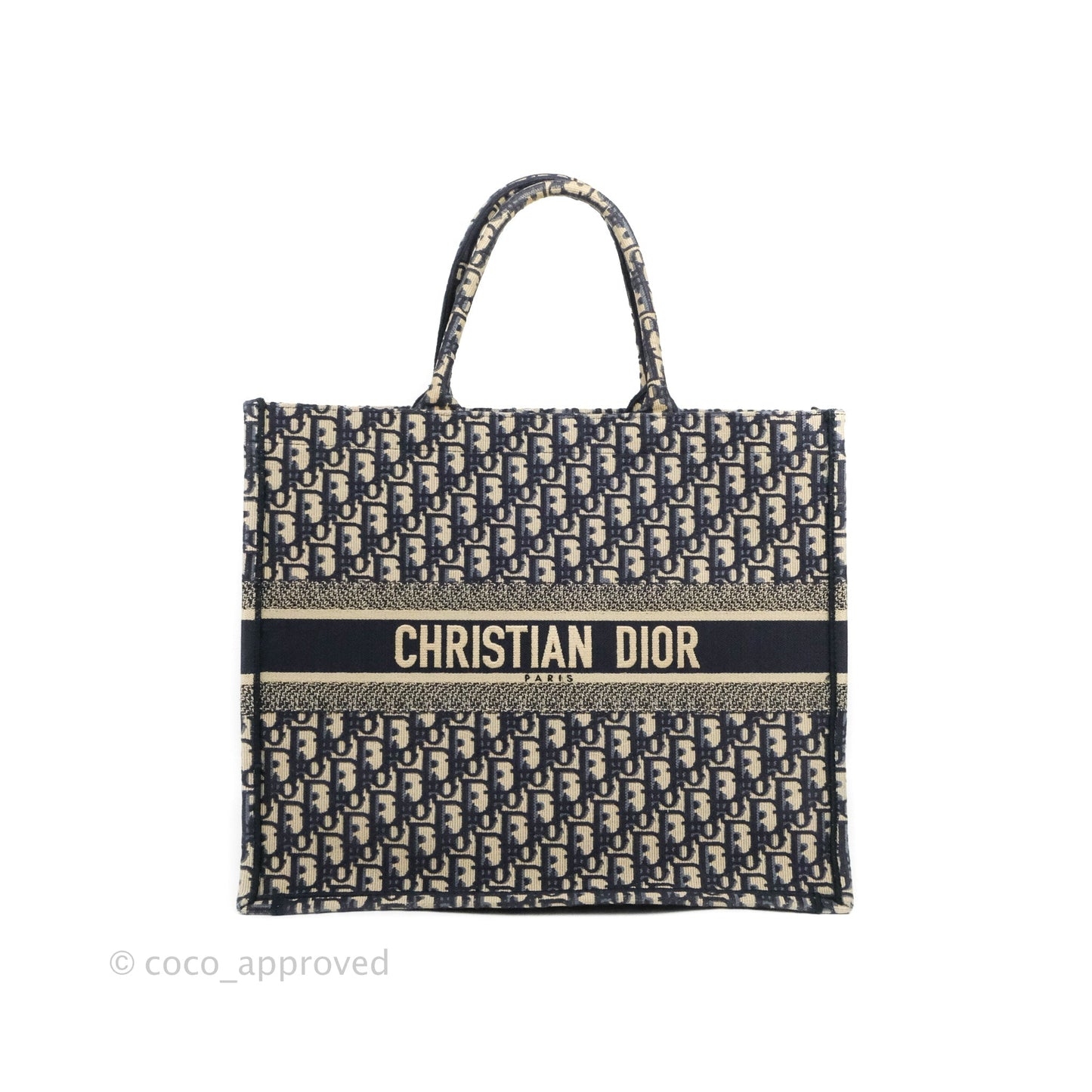 Christian Dior Large Dior Oblique Embroidery Canvas Book Tote