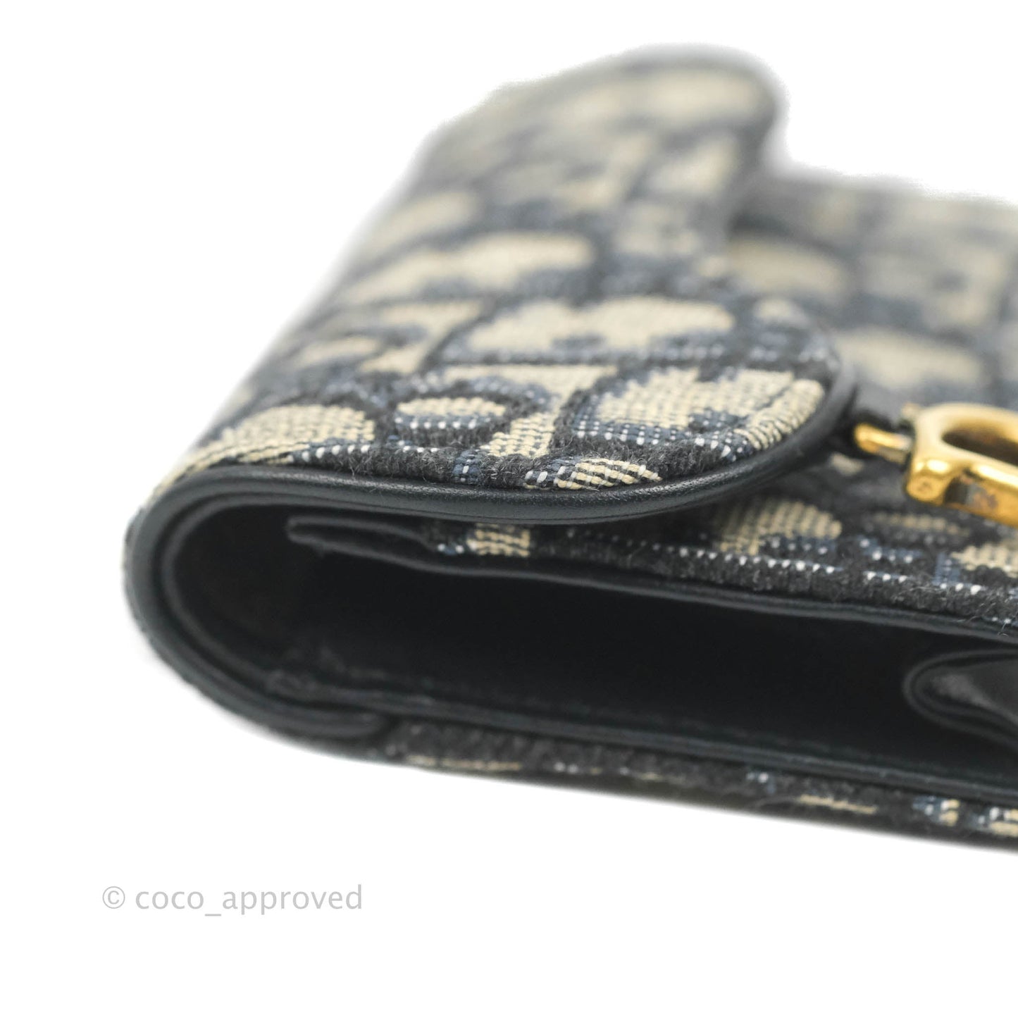 Christian Dior Saddle Flap Card Holder Blue Dior Oblique Jacquard