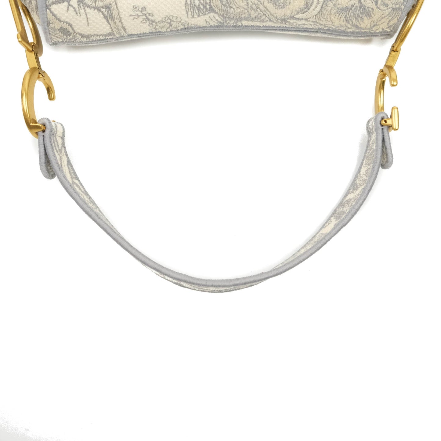 Christian Dior Saddle Bag Grey Toile de Jouy Embroidery