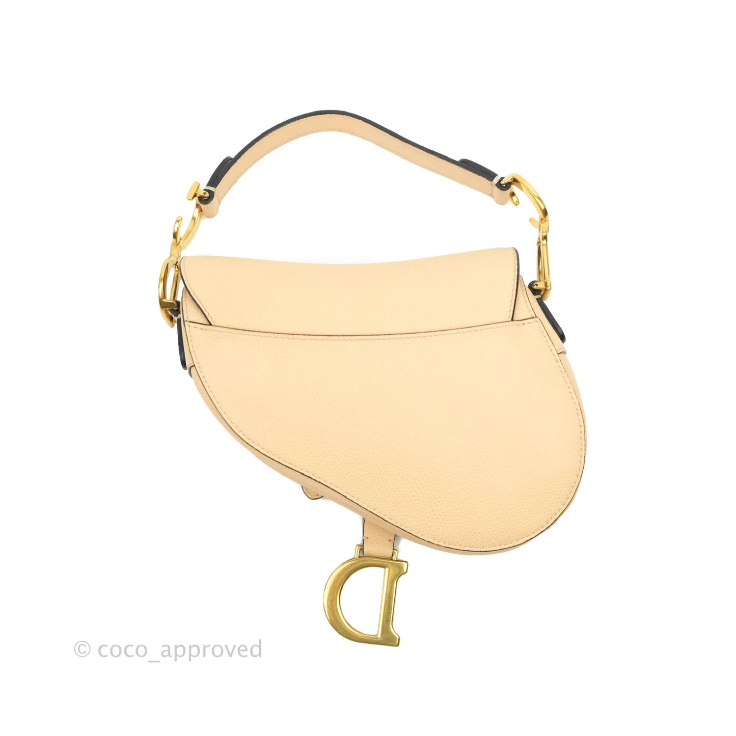 Christian Dior Mini Saddle Bag Beige Grained Calfskin Gold Hardware With Strap