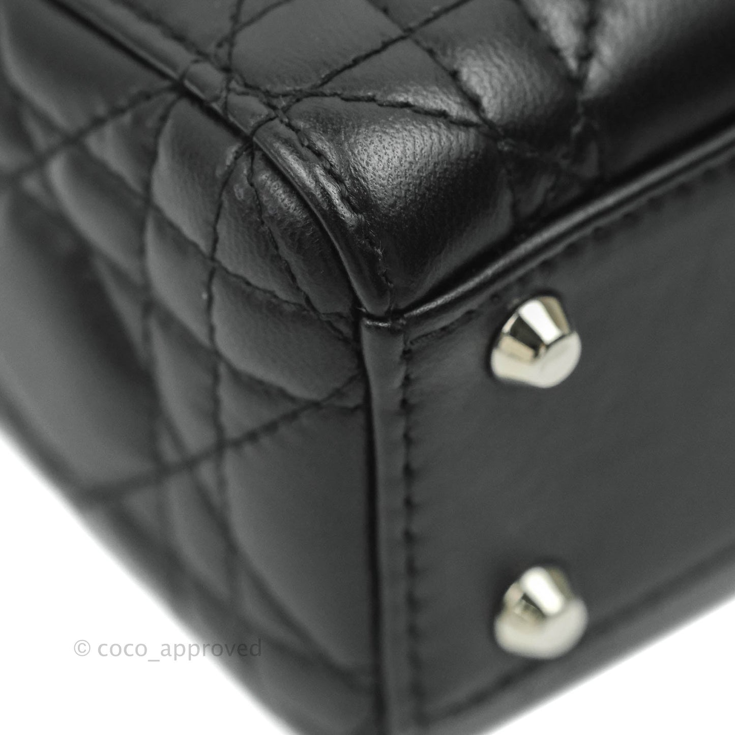Christian Dior Cannage Mini Lady Dior Black Silver Hardware