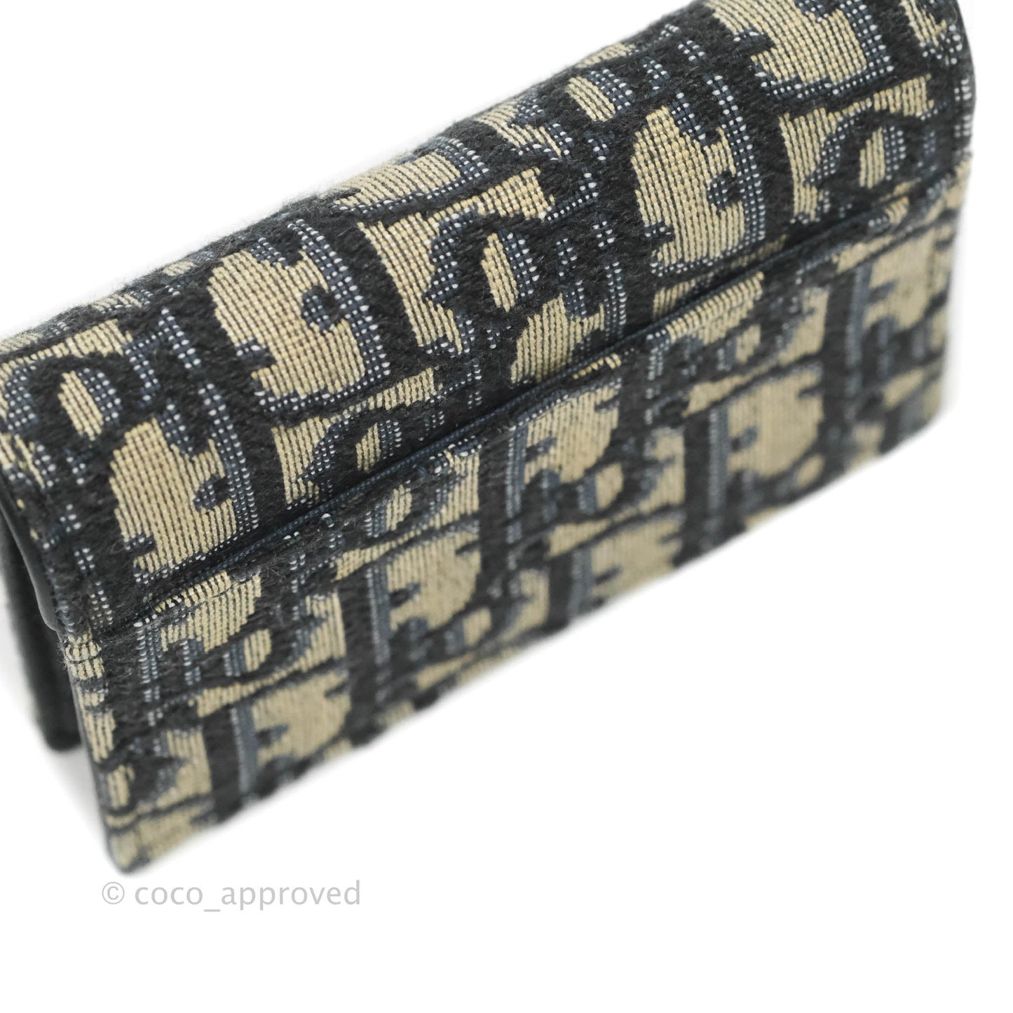 Christian Dior Saddle Flap Card Holder Blue Dior Oblique Jacquard