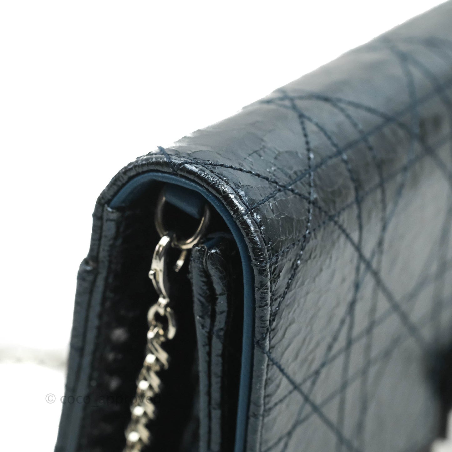 Christian Dior Miss Dior WOC Cannage Metallic Blue Silver Hardware