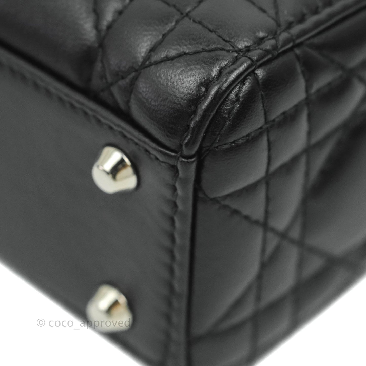 Christian Dior Cannage Mini Lady Dior Black Silver Hardware