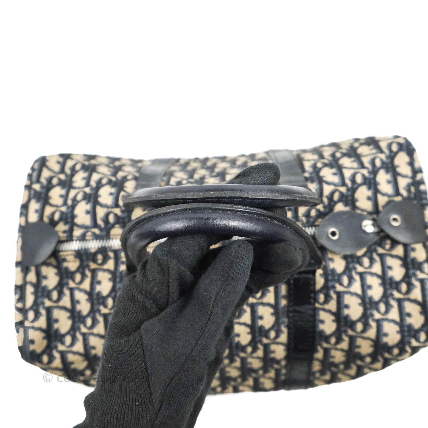 Christian Dior Vintage Trotter 30 Boston Bag Navy