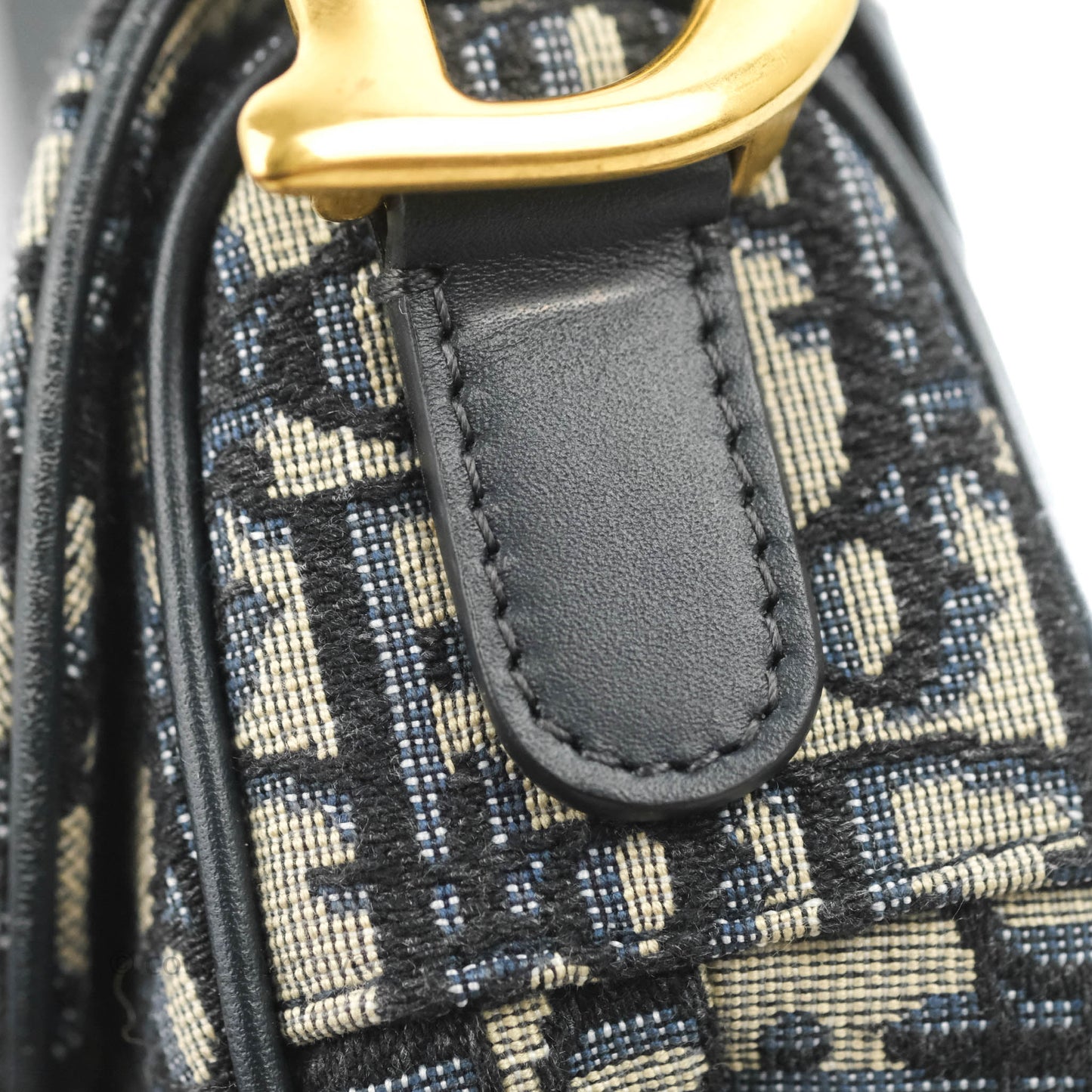 Christian Dior Saddle Medium Blue Oblique Jacquard Gold Hardware
