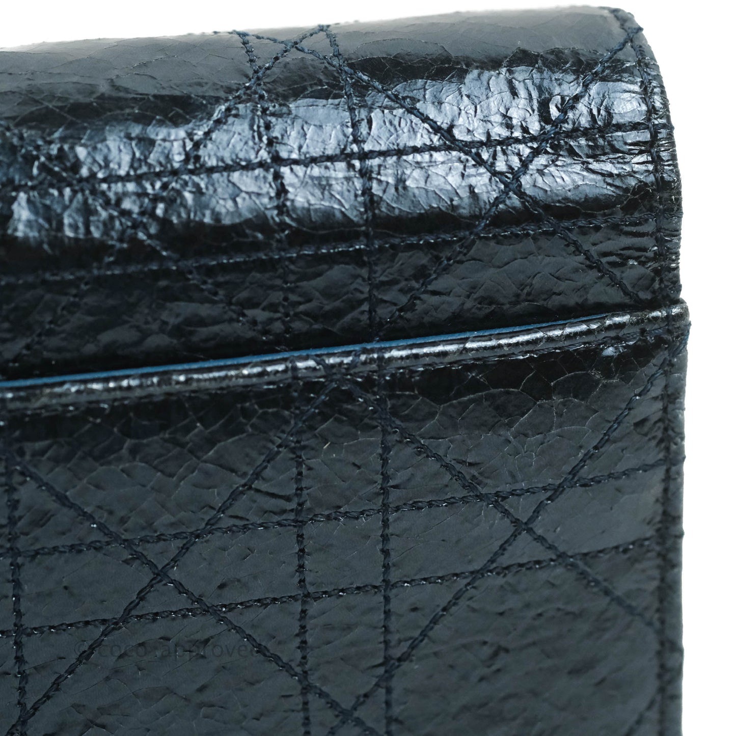 Christian Dior Miss Dior WOC Cannage Metallic Blue Silver Hardware