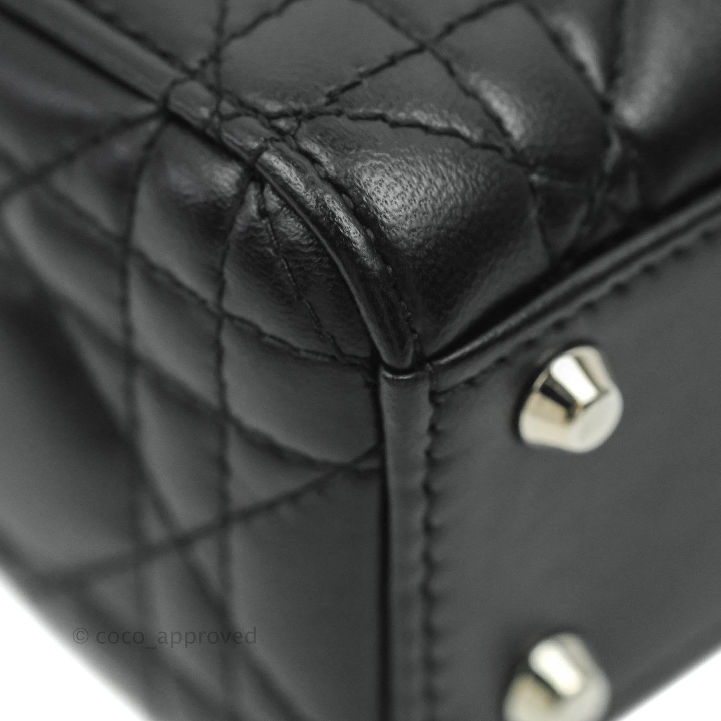 Christian Dior Cannage Mini Lady Dior Black Silver Hardware