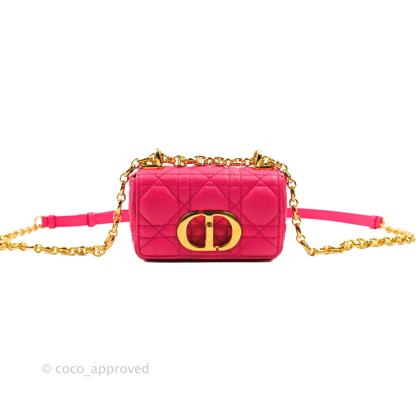 Christian Dior Micro Caro Bag Pink Gold Hardware