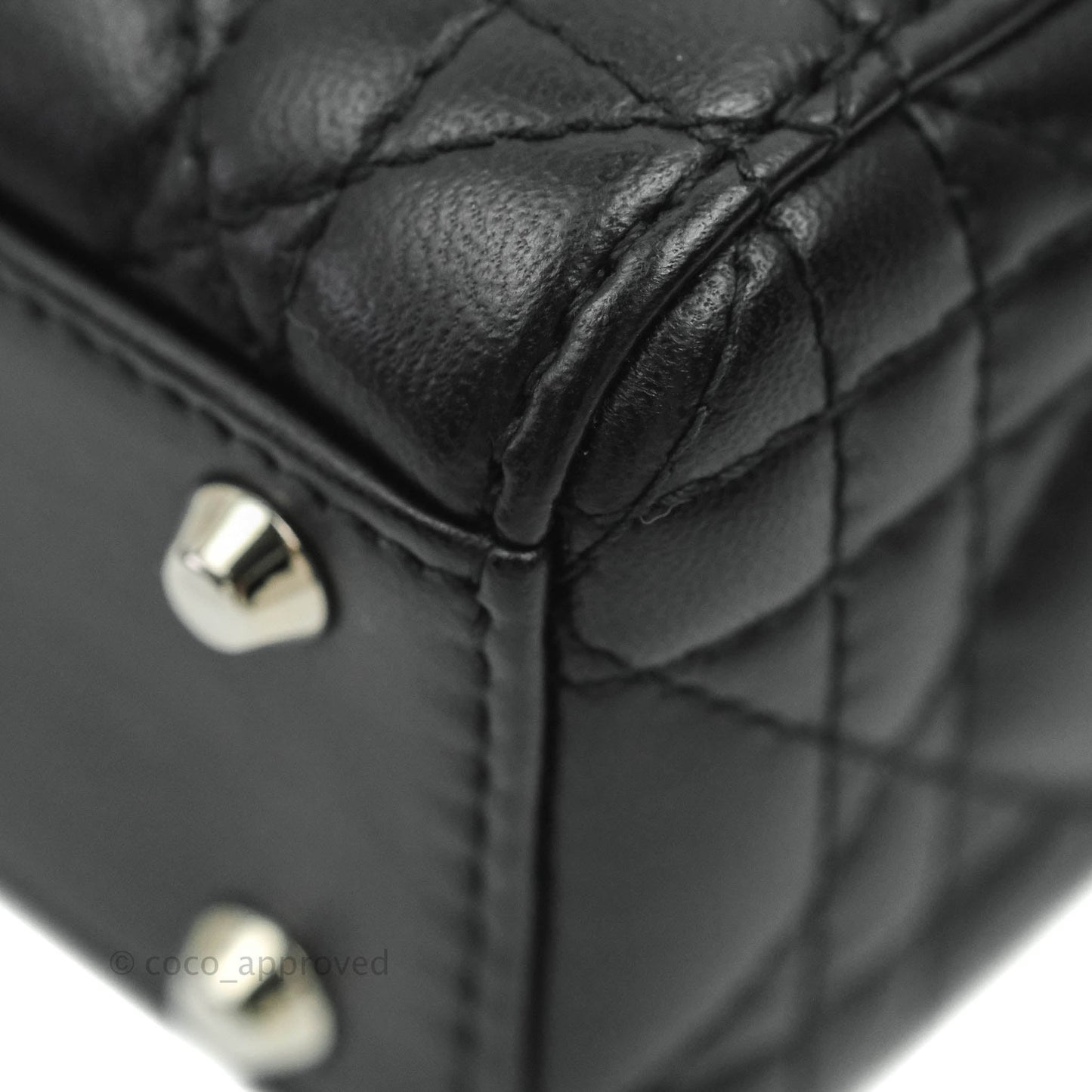 Christian Dior Cannage Mini Lady Dior Black Silver Hardware