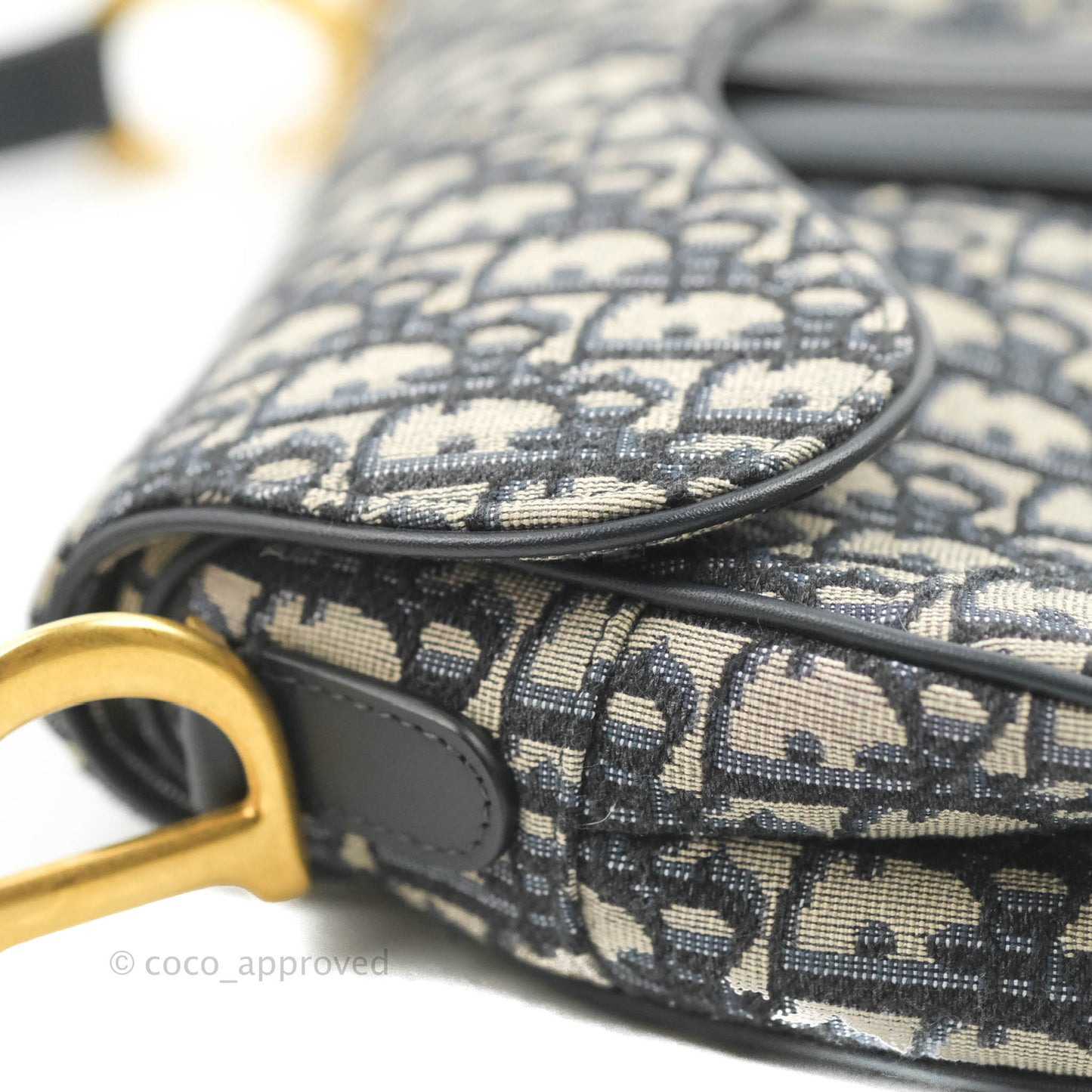 Christian Dior Saddle Medium Blue Oblique Jacquard Gold Hardware