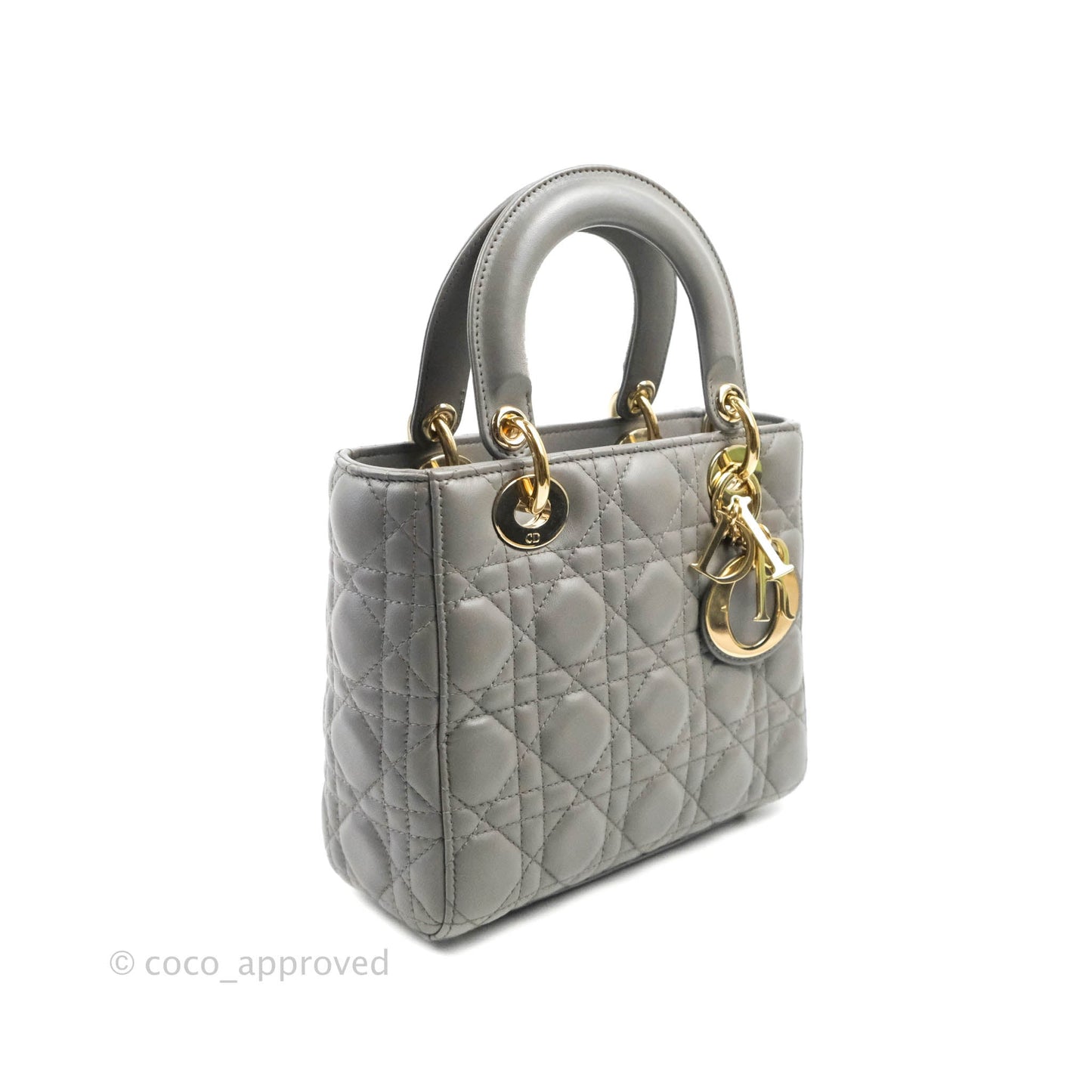 Christian Dior Lambskin My ABCDior Lady Dior Grey Gold Hardware