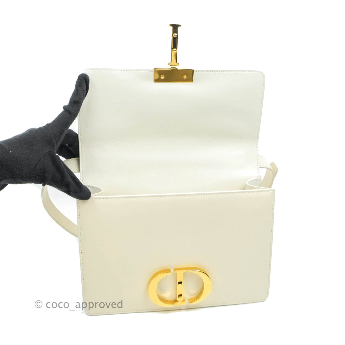 Christian Dior 30 Montaigne Bag White Calfskin Gold Hardware