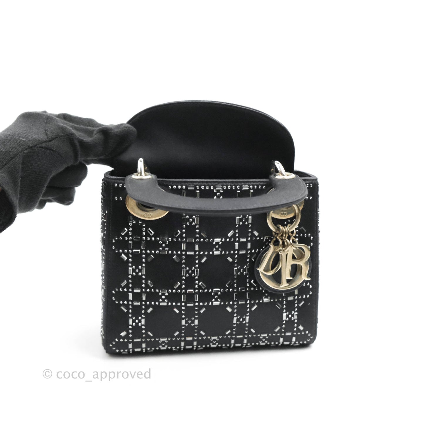 Christian Dior Cannage Mini Lady Dior Satin Crystal