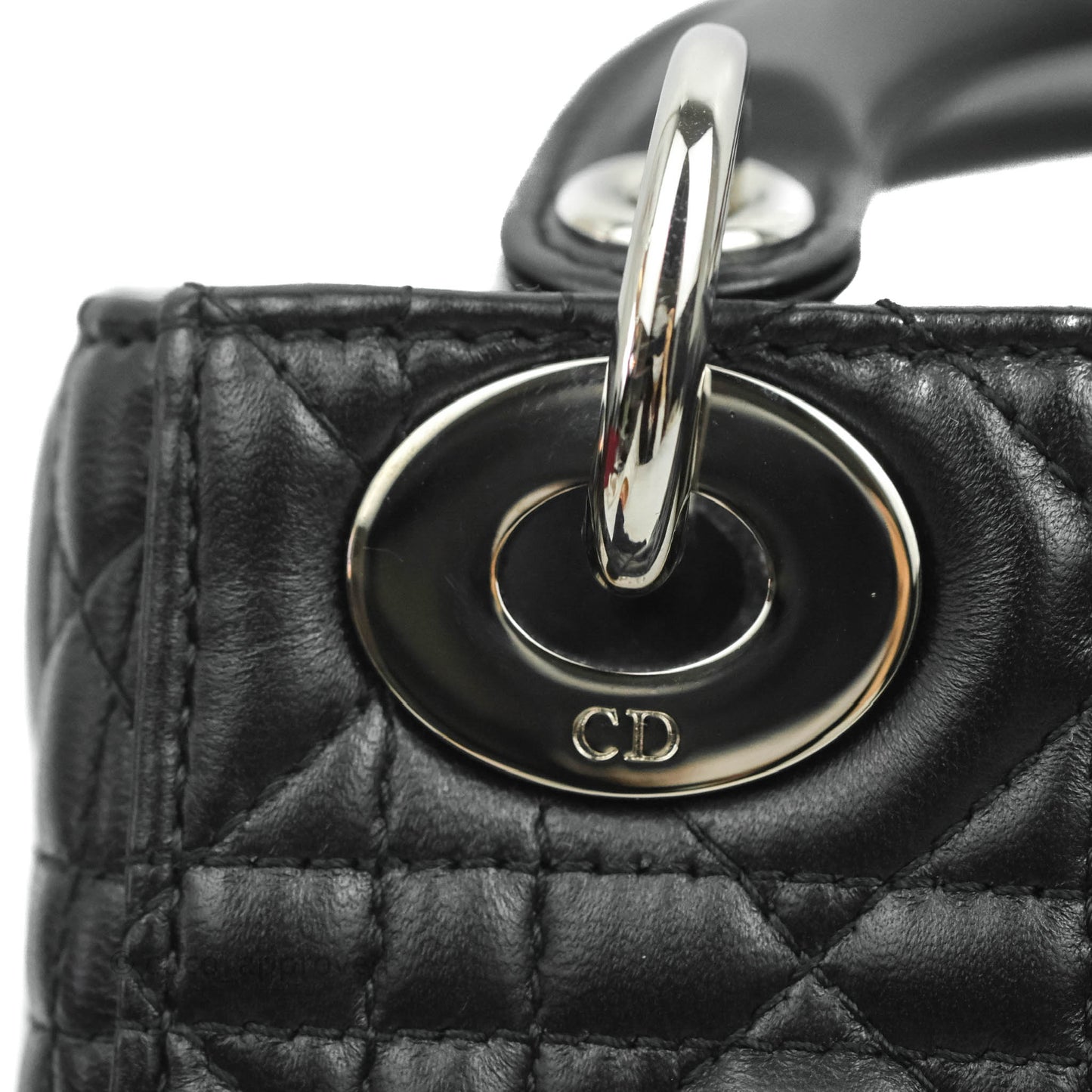 Christian Dior Cannage Mini Lady Dior Black Silver Hardware
