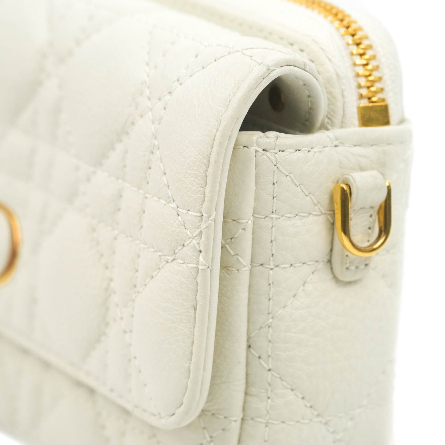 Dior Caro Pouch with Chain Latte Supple Cannage Calfskin