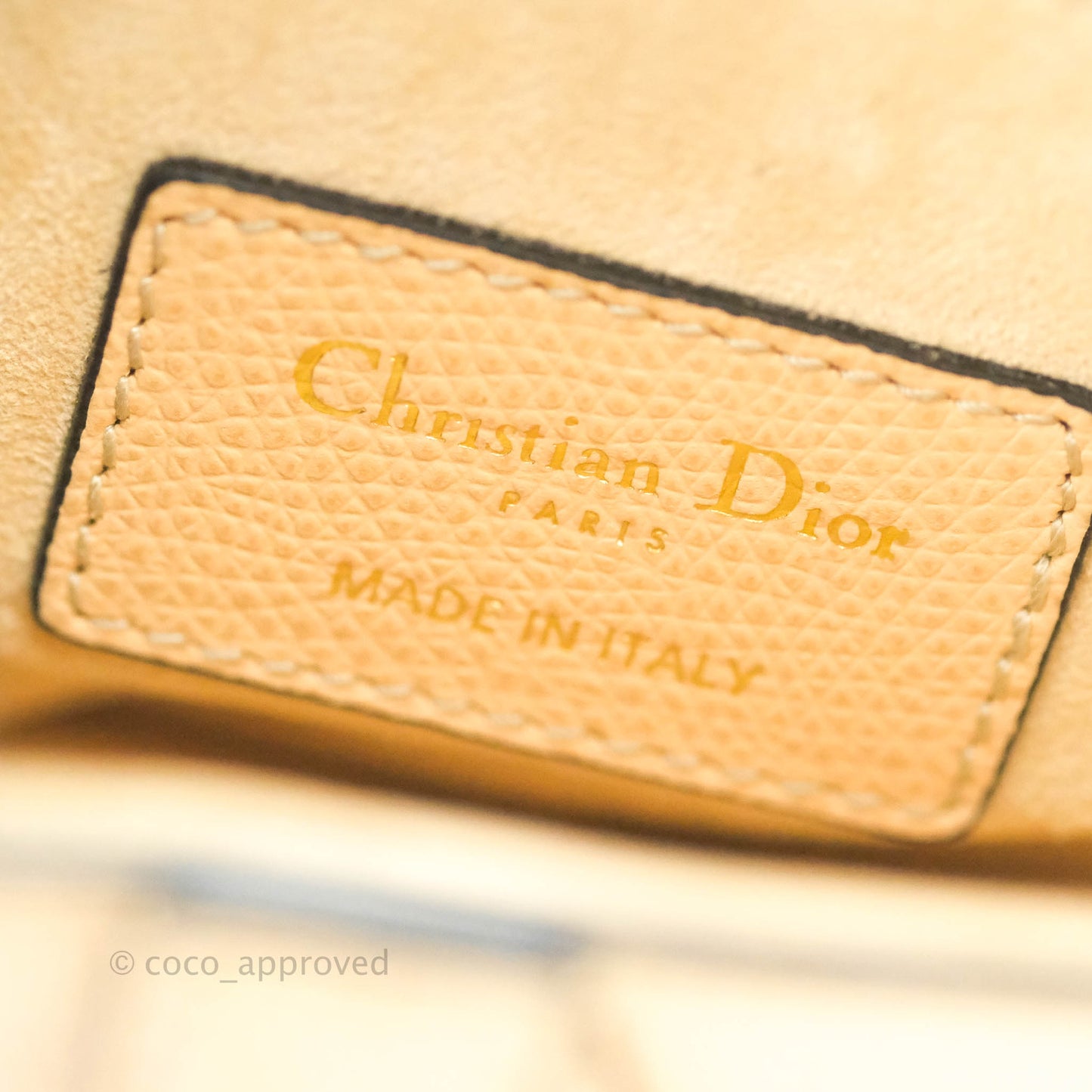 Christian Dior Mini Saddle Bag Beige Grained Calfskin Gold Hardware With Strap