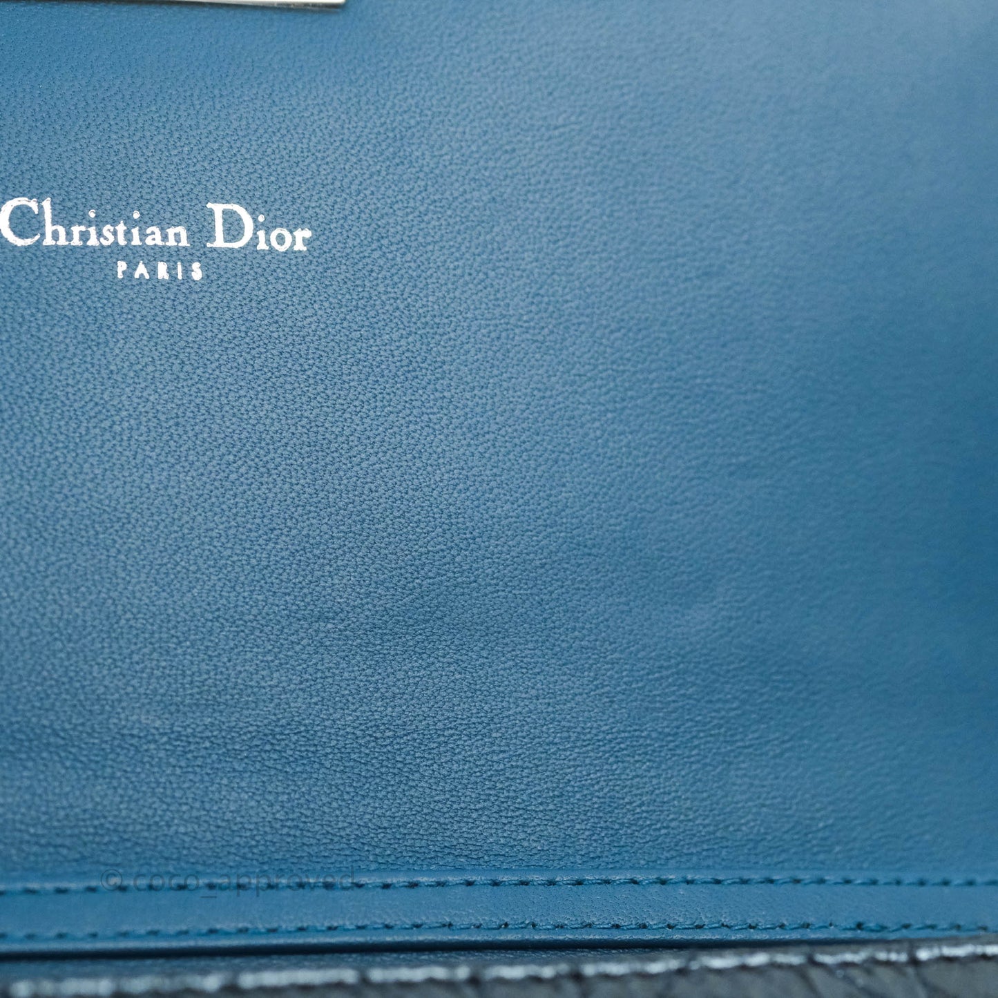 Christian Dior Miss Dior WOC Cannage Metallic Blue Silver Hardware