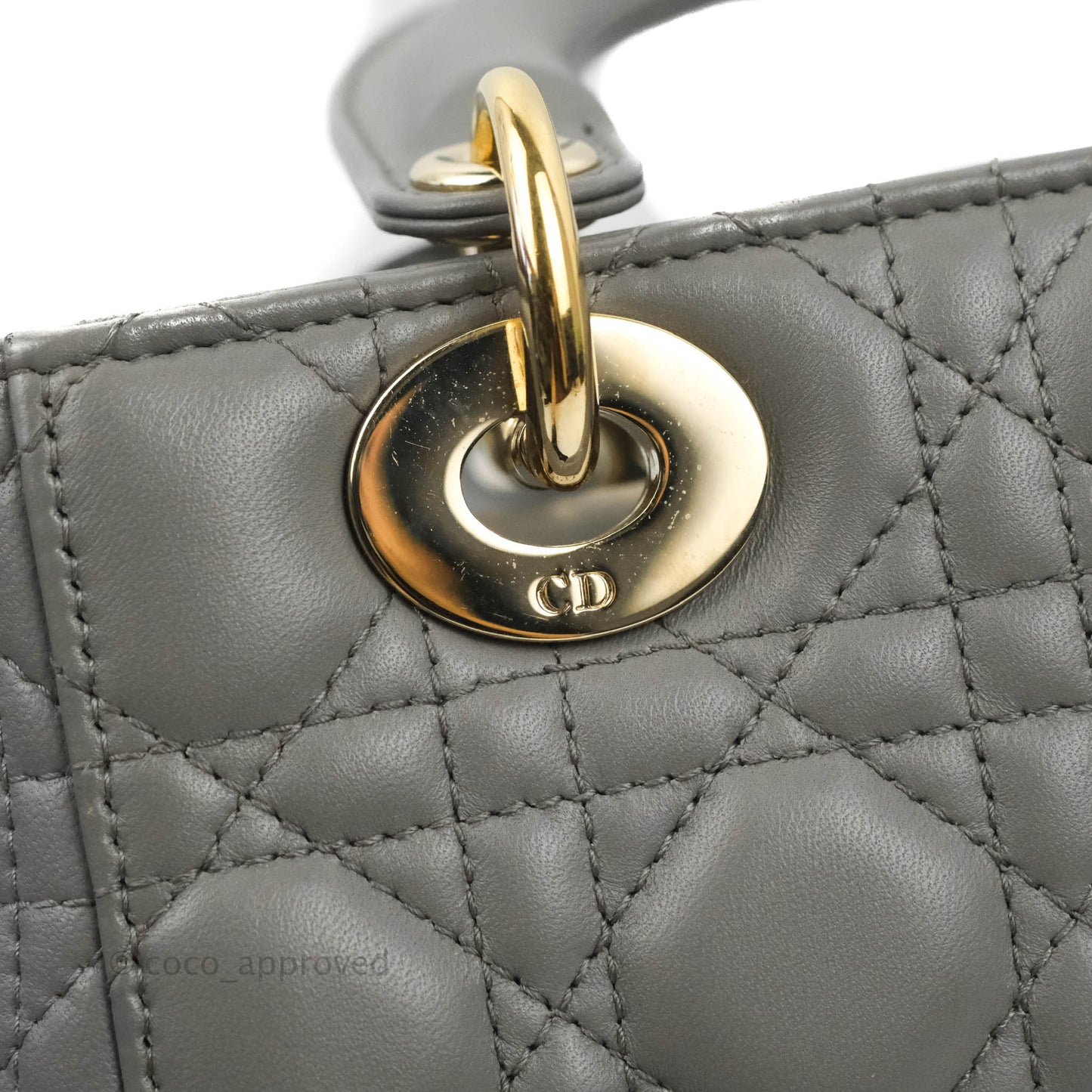 Christian Dior Lambskin My ABCDior Lady Dior Grey Gold Hardware