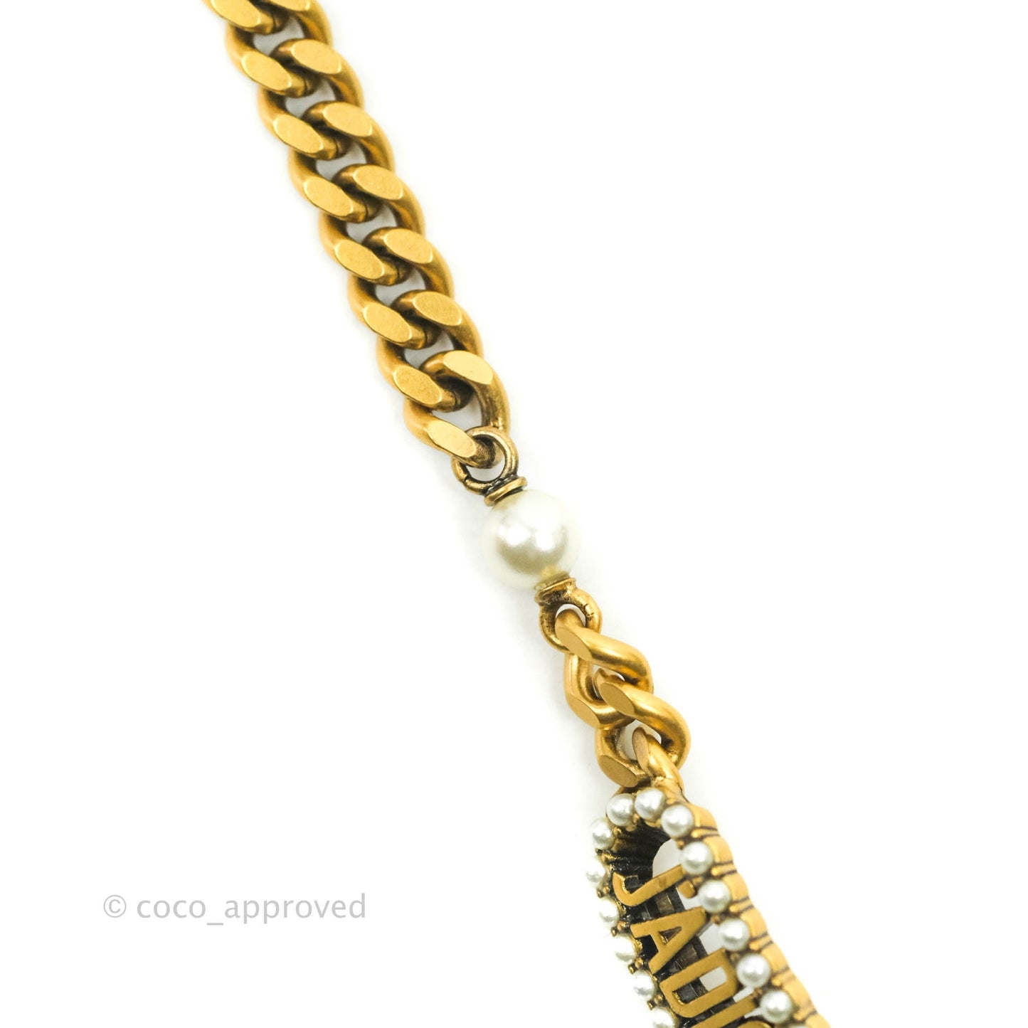 Christian Dior J'Adior Pearl Plate Bracelet Antique Gold
