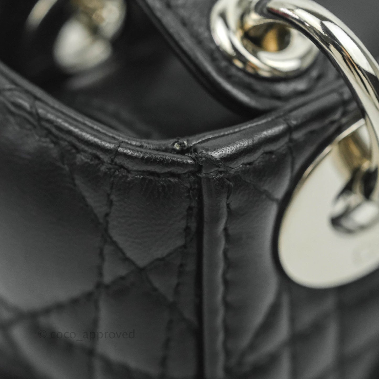 Christian Dior Cannage Mini Lady Dior Black Silver Hardware