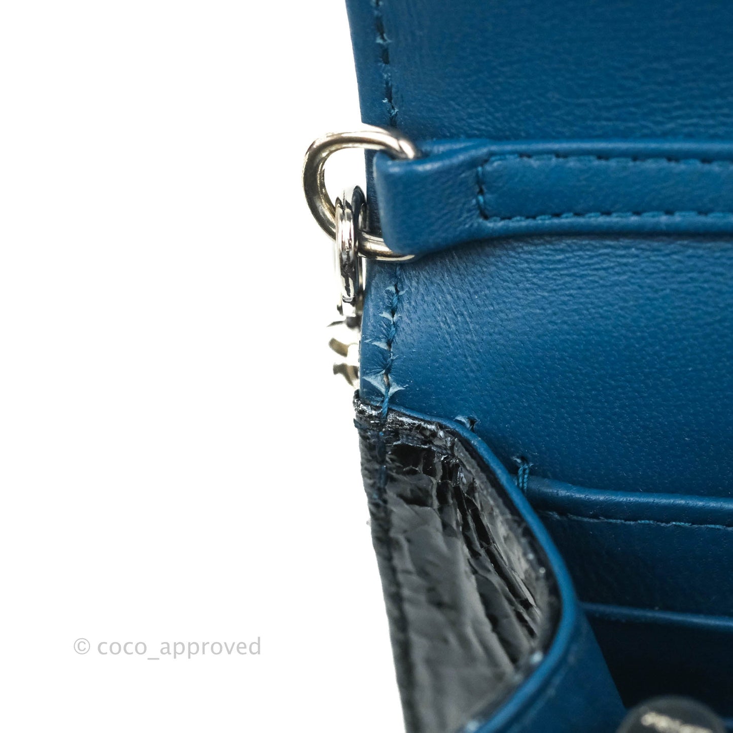 Christian Dior Miss Dior WOC Cannage Metallic Blue Silver Hardware