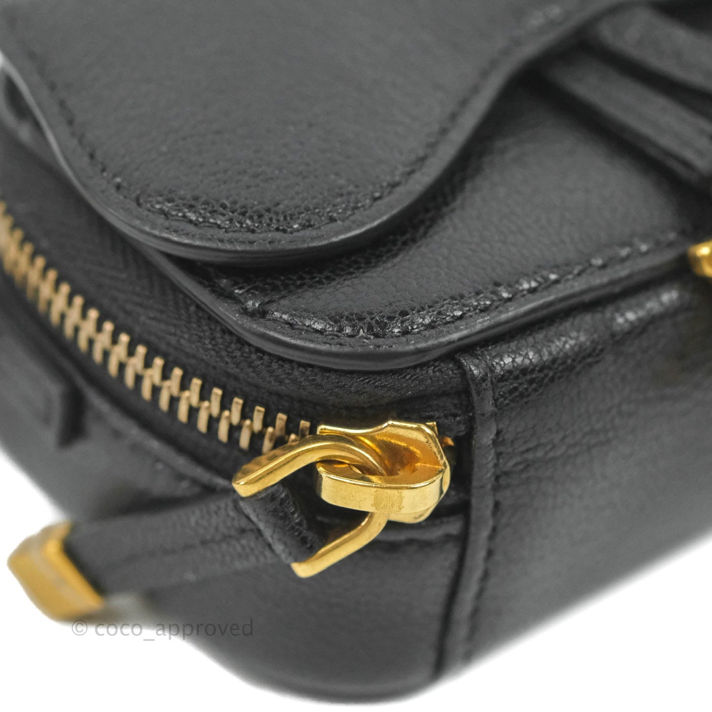 Dior Mini Saddle Shoulder Strap Pouch Black Goatskin