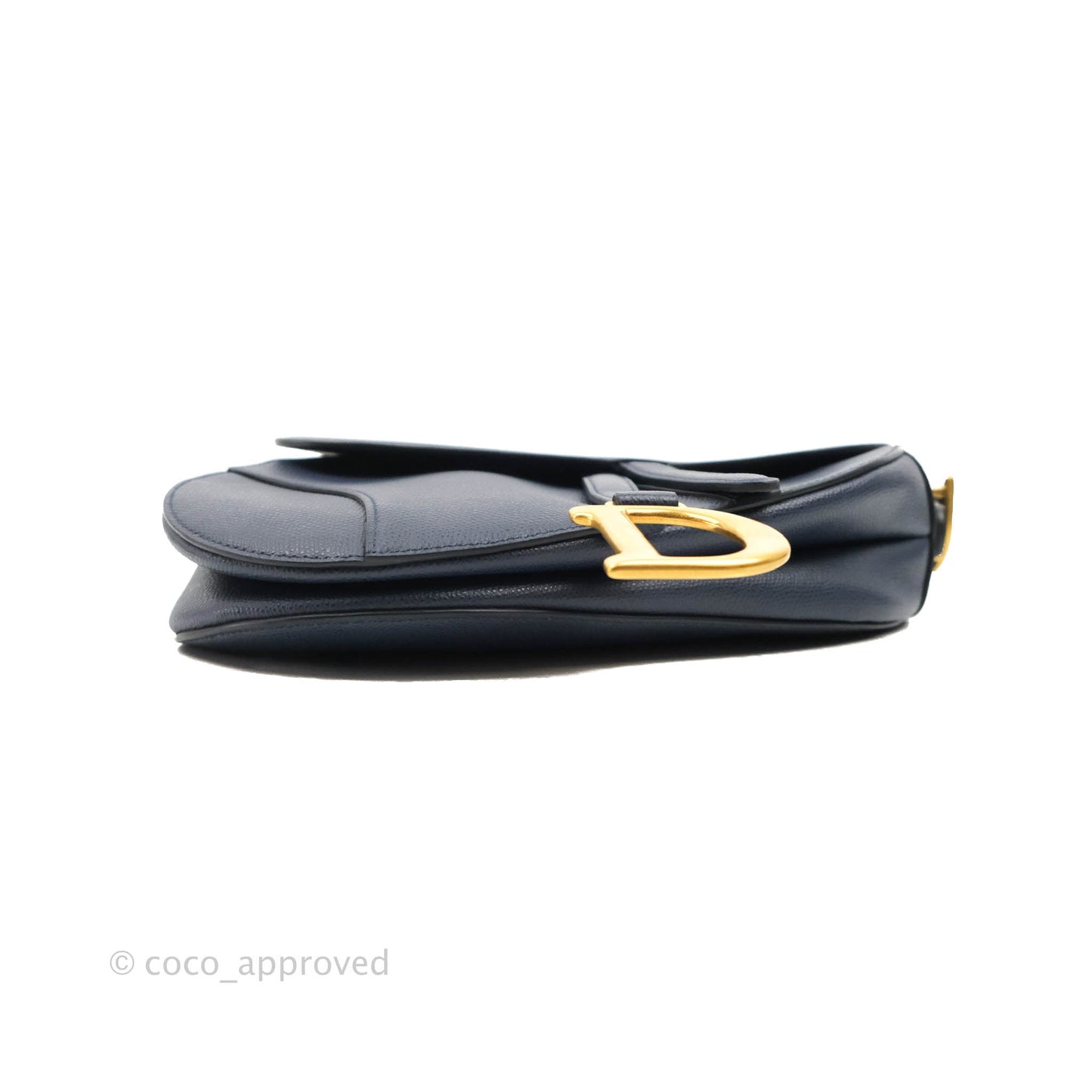 Christian Dior Saddle Bag Navy Grained Calfskin Gold Hardware