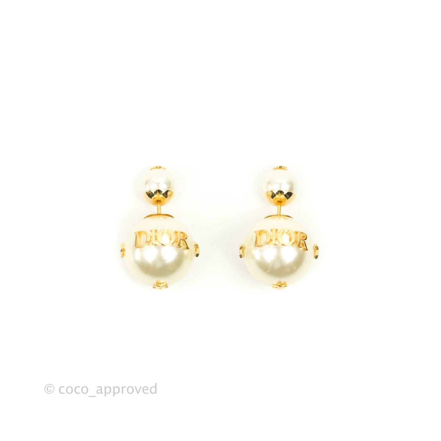 Christian Dior Pearl Star Tribales Earrings Gold Tone